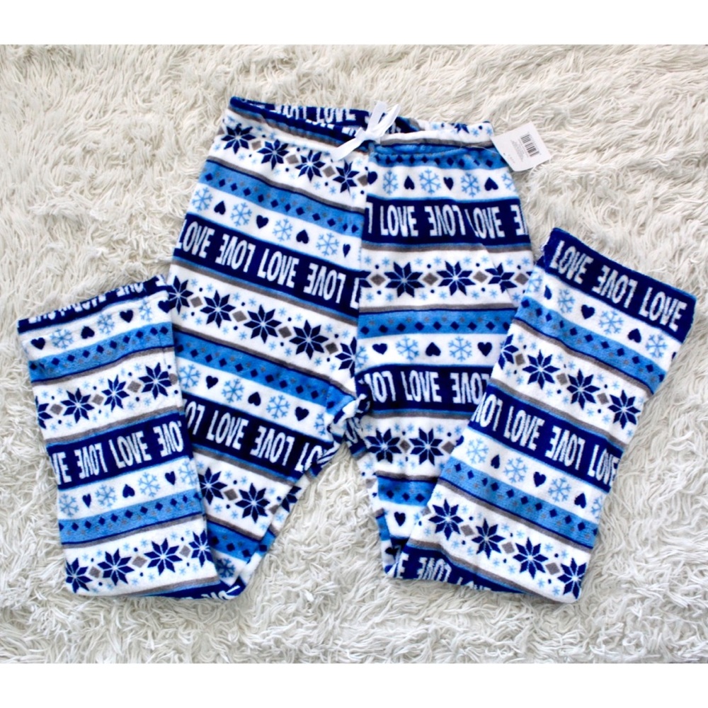 NEW Girls Pajama Bottoms | Women’s | Blue & White Pajama Bottoms w/ Snow Pattern